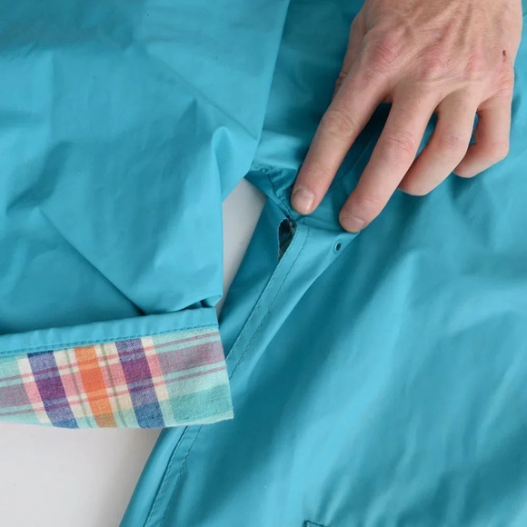 Vintage Sequence Teal Rain Jacket with Rainbow Lining Size  20 - Picture 6 of 15